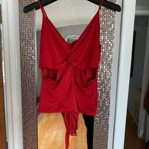 Express Satin Bodysuit with cut outs